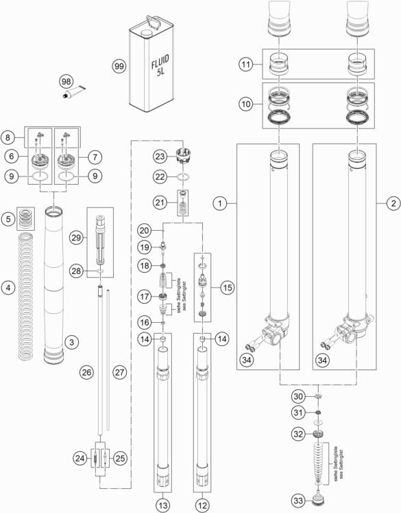 Náhled schématu FRONT FORK DISASSEMBLED