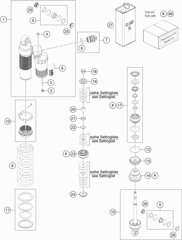 Náhled schématu SHOCK ABSORBER DISASSEMBLED