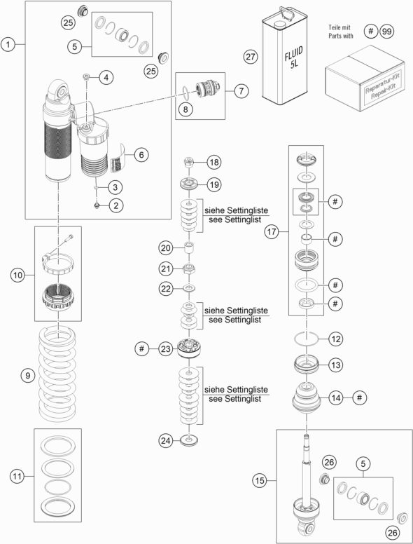 Náhled schématu SHOCK ABSORBER DISASSEMBLED