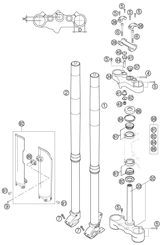 Náhled schématu FRONT FORK, TRIPLE CLAMP