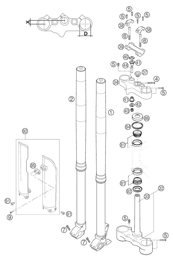 Náhled schématu FRONT FORK, TRIPLE CLAMP