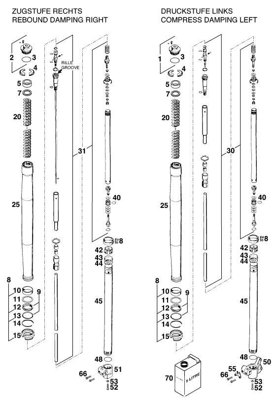 Náhled schématu FRONT FORK DISASSEMBLED