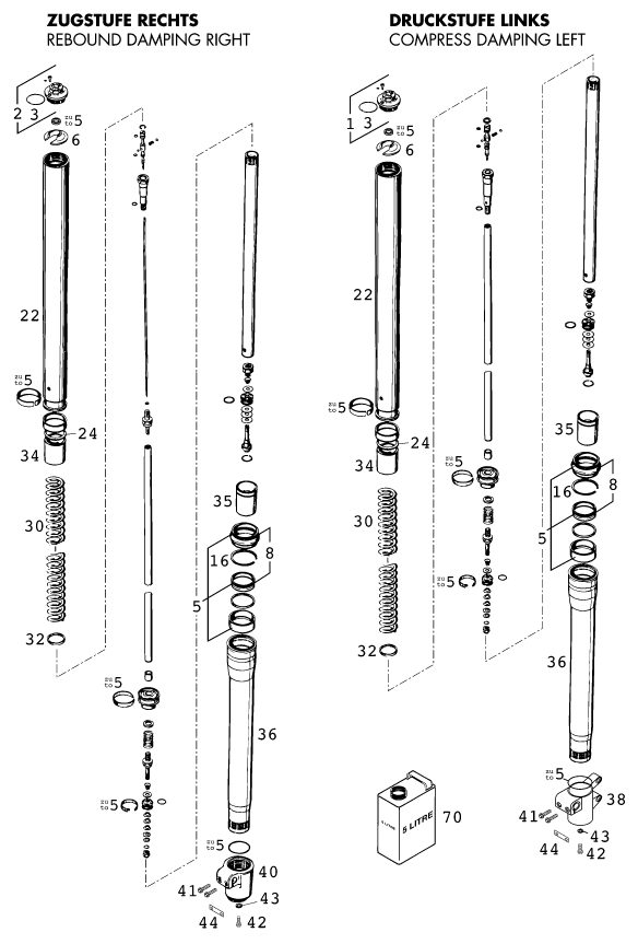 Náhled schématu FRONT FORK DISASSEMBLED