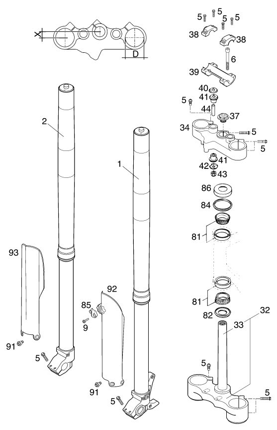 Náhled schématu FRONT FORK, TRIPLE CLAMP