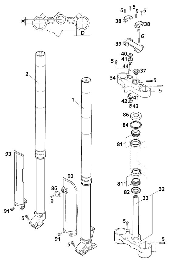 Náhled schématu FRONT FORK, TRIPLE CLAMP