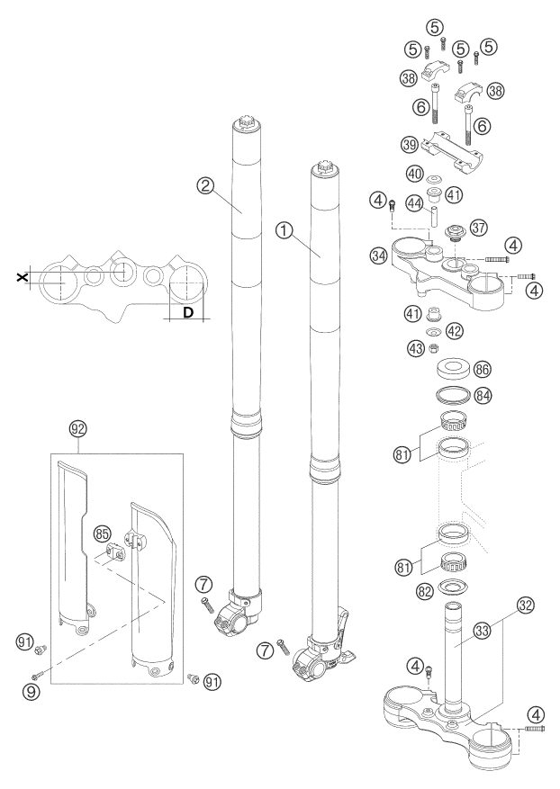 Náhled schématu FRONT FORK, TRIPLE CLAMP