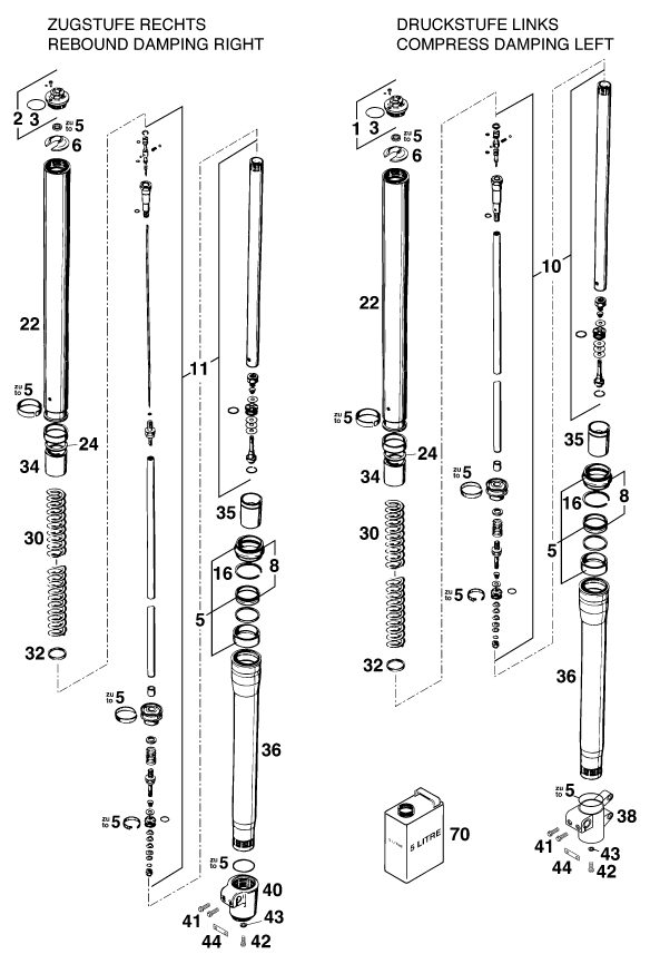 Náhled schématu FRONT FORK DISASSEMBLED