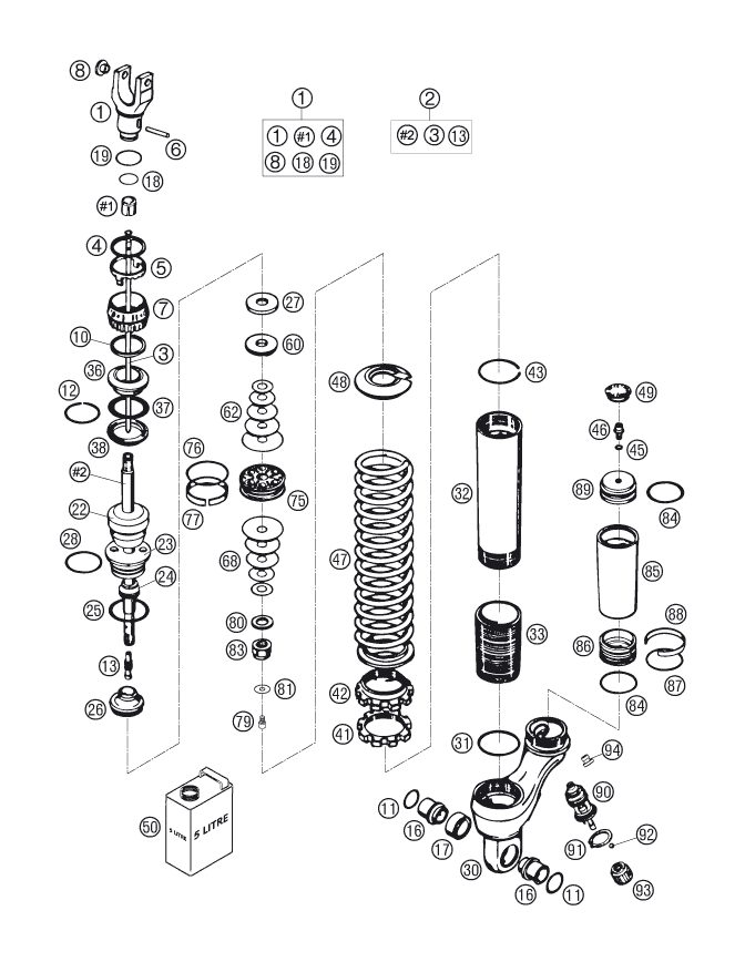 Náhled schématu SHOCK ABSORBER DISASSEMBLED