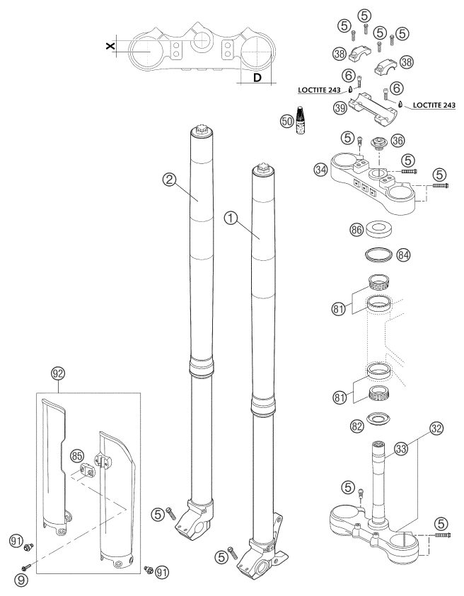 Náhled schématu FRONT FORK, TRIPLE CLAMP