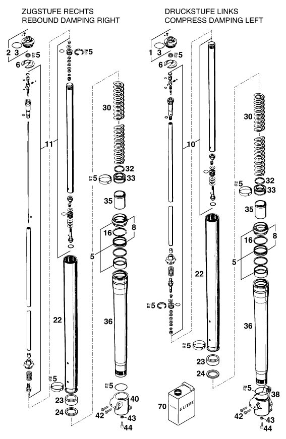 Náhled schématu FRONT FORK DISASSEMBLED