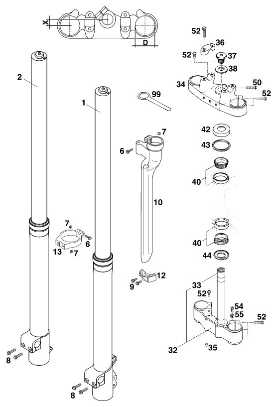 Náhled schématu FRONT FORK, TRIPLE CLAMP