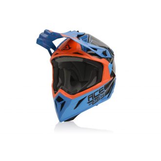 ACERBIS motokros přilba STEEL CARBON - oranž/modrá